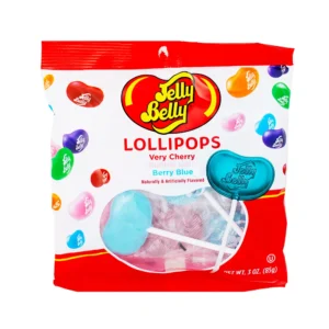 Jelly Belly Lollipops nyalóka 3in1 – nagyon meggyes, rágógumis, áfonyakék!