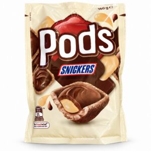 Pods Snickers 160 g – ropogós ostyakosárban mogyorós-karamellás Snickers töltelék és tejcsokoládé. Különleges ausztrál csokis nasi.